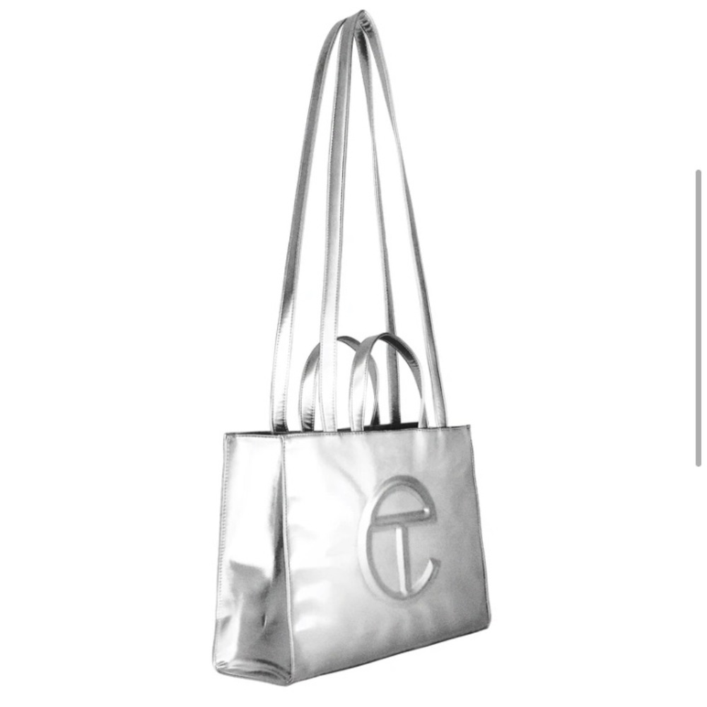 Medium Silver Telfar Shopping Bag